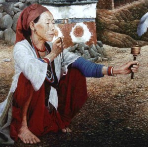 Этническая картина Ом Мани Падме Хум